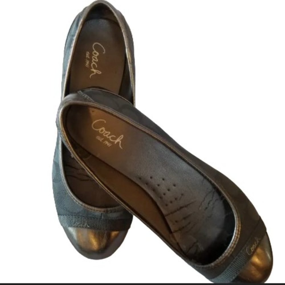 COACH "Cecile" Signature "C" Ballet Flats Slate Grey - Size 7.5